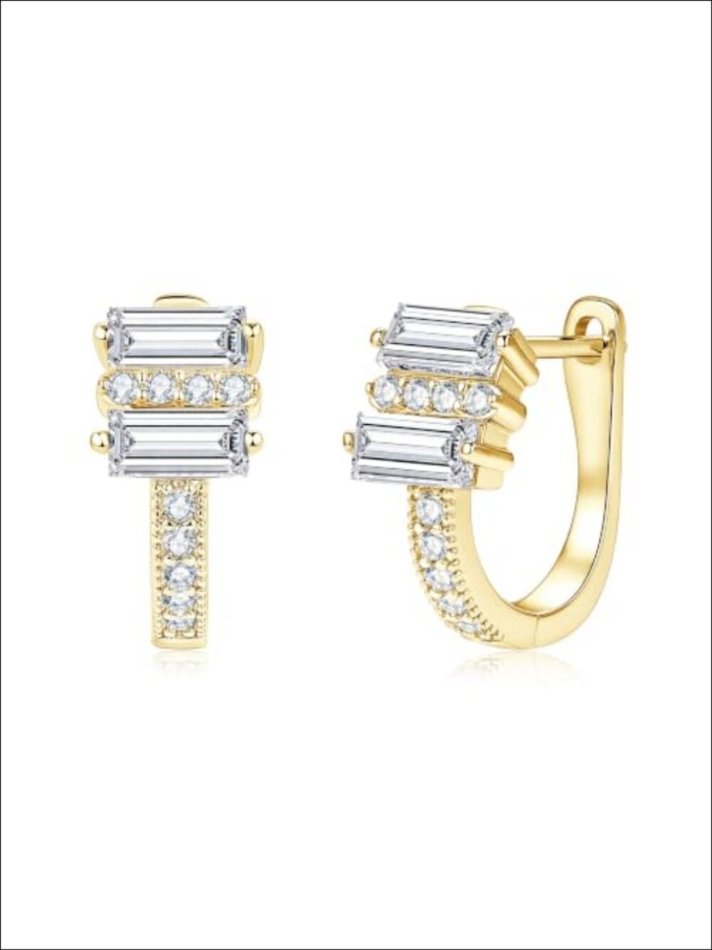 14K Gold Plated Moissanite Hoop Earrings U-Shaped Women